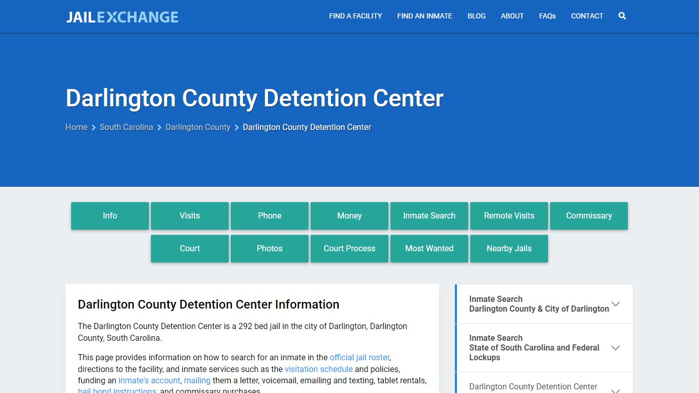Darlington County Detention Center, SC Inmate Search, Information